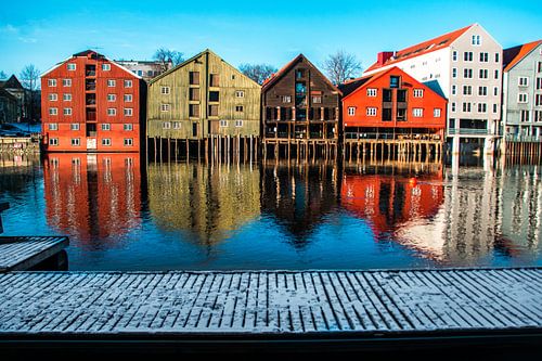 Het oude centrum van Trondheim, Noorwegen