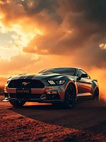 Voiture de sport moderne Coucher de soleil