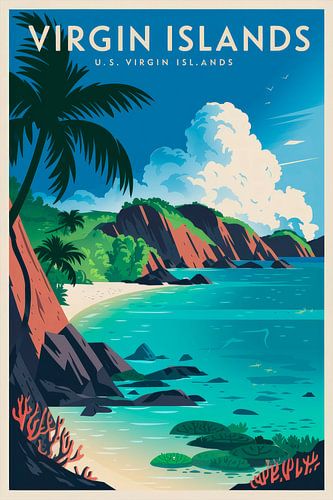 Amerikaanse Maagdeneilanden Vintage Reisposter