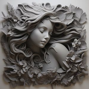 Femme 3d relief noir et blanc