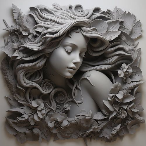 3d vrouw reliëf zwart-wit