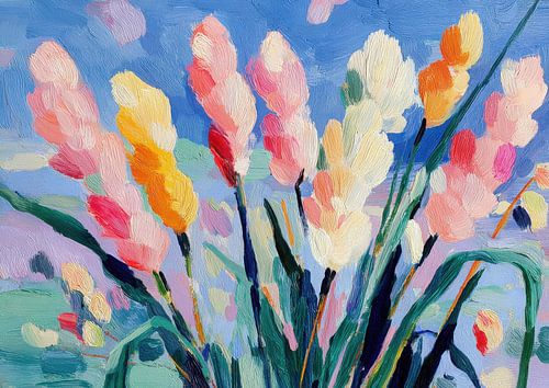 Boeket tulpen - olieverfschilderij in Matisse-stijl