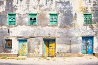 Oude ramen en deuren in Oman.