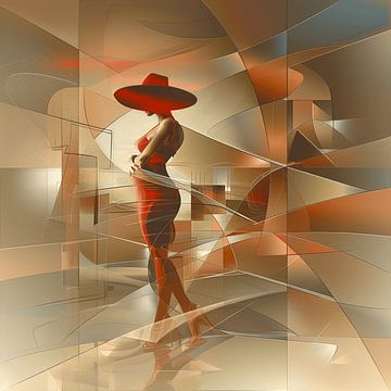 Lady in Red - 3 | Abstract van Karina Brouwer