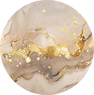 Beige met goud abstracte textuur kunst als panorama wanddecoratie van Digitale Schilderijen