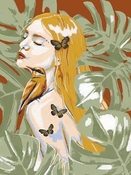 Vrouw in de jungle