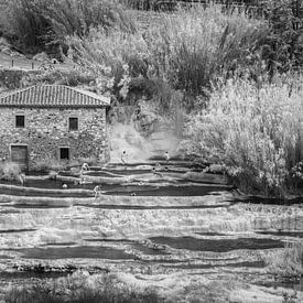 Cascate del Mulino di Saturnia -2- Tuscany - infrared black and white by Teun Ruijters