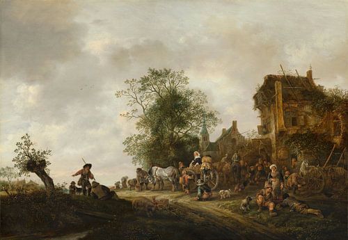 Isaac van Ostade, Reizigers voor een herberg, 1646