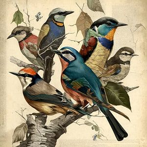 Collage Dessin Oiseaux