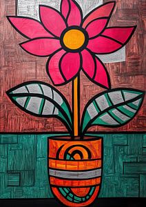 Fröhliche Blume mit bunter Vase