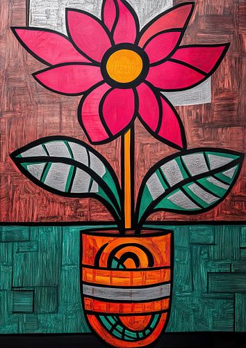 Fröhliche Blume mit bunter Vase