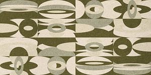Geometria retrò. Bauhaus-Stil abstrakte industrielle in Pastell grün, beige, schwarz IV von Dina Dankers