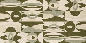 Geometria retrò. Bauhaus stijl abstract industrieel in pastel groen, beige, zwart IV van Dina Dankers