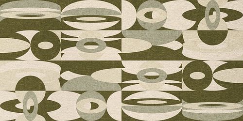 Geometria retrò. Bauhaus stijl abstract industrieel in pastel groen, beige, zwart IV