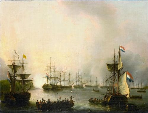 De beschieting van Palembang, Sumatra, 24 juni 1821, Martinus Schouman