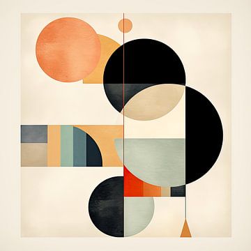 Geometrisch abstracte kunst met cirkels en rechthoeken. van Vlindertuin Art