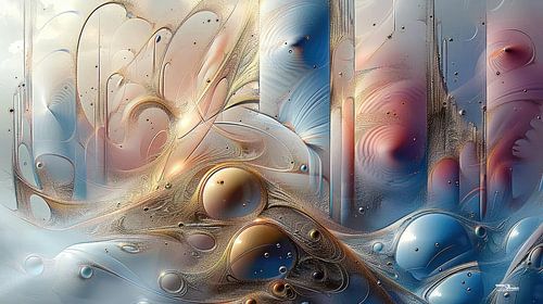 magical shapes in blue-gold-silver-pink by Gelissen Artworks