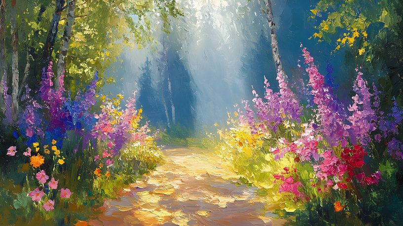 Zomer zonovergoten bloemen landschap van Jan Bechtum