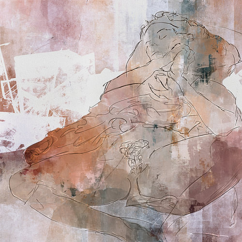 Gustav Klimt, Urban Collage | study: Die Jungfrau – drawing and mixed media