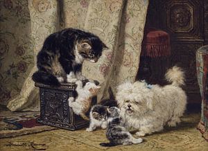 De beste vrienden, henriette ronner-knip, ca. 1890 van Atelier Liesjes