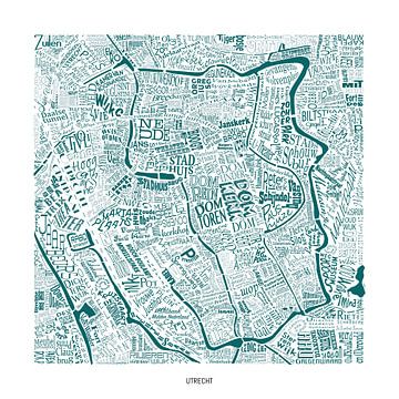 Utrecht as a map with street names and more! by Vol van Kleur