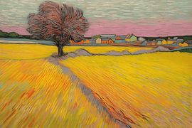 Landscape with tree in van Gogh-style_landscape by Ton Kuijpers