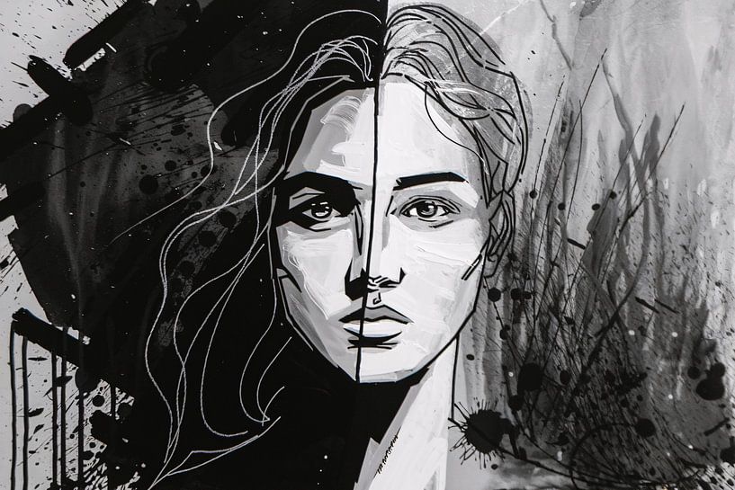 Ausdrucksstarkes Schwarz-Weiß-Frauenporträt von Imperial Art House