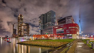 Nighttime cityscape with striking architecture Kop van Zuid by Tony Vingerhoets