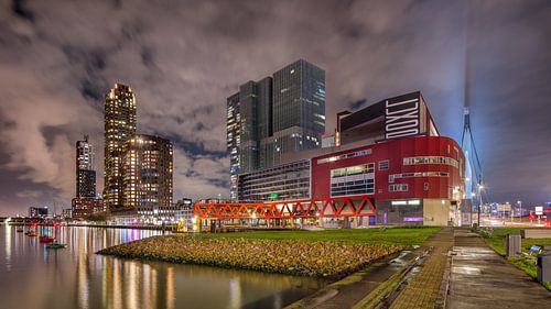 Nighttime cityscape with striking architecture Kop van Zuid