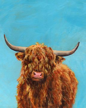 Curly highland cow portrait by Karen Kaspar