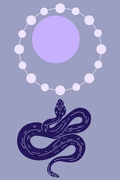 De slang en de maan op Lavendelpaars van FRESH Fine Art