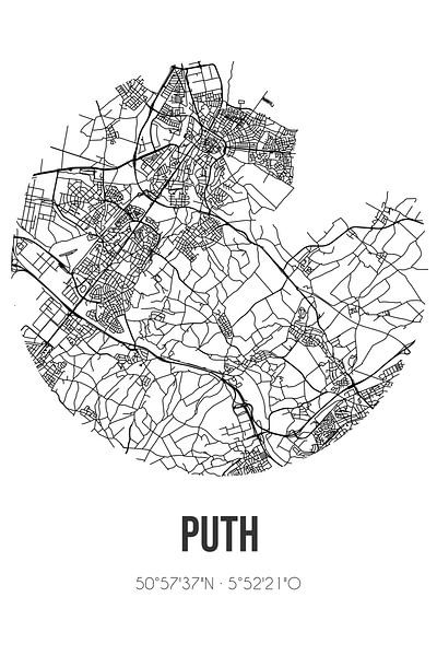 Puth (Limburg) | Map | Black and white by Prints of Place