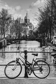 Inner city of Amsterdam Netherlands Black and White