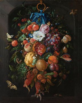 Stillleben Girlande aus Obst und Blumen - Jan Davidsz
