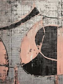 Modernes abstraktes Design. Texturen in Schwarz, Grau und Lachsrosa von Studio Pieternel