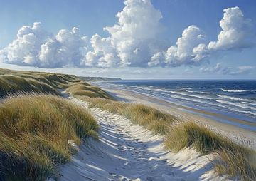 Nederland Strand van Abstract Schilderij