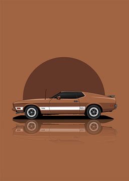 Kunst 1973 Ford Mustang Chocolade van D.Crativeart