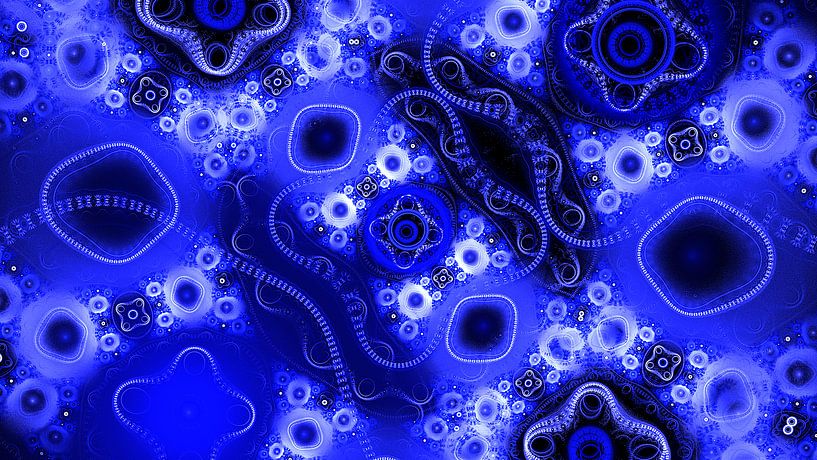 Blauw, wit, zwart beeld van Werner Hilpert