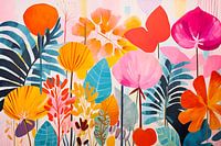 Vintage Flowers, Colourful Abstract Modern