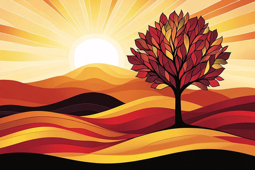 Warme herfstboom in landschap van Art & Soul Creations
