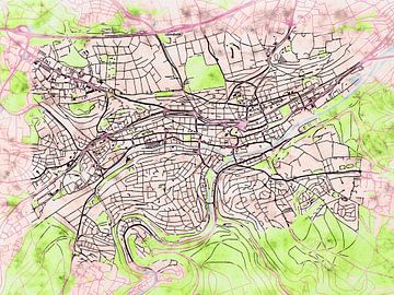 Kaart van Pforzheim in de stijl 'Soothing Spring' van Maporia