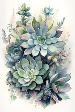 Aquarel Cactussen en andere vetplanten van Uncoloredx12