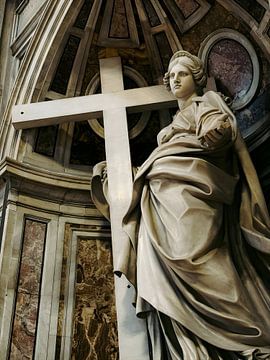 Marble statue of Saint Peter with a cross