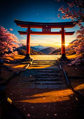 Torii Gate Cherry Blossom Japan