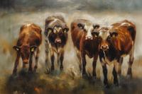 4 Kuhkälber auf der Wiese