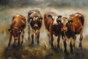 4 Kuhkälber auf der Wiese