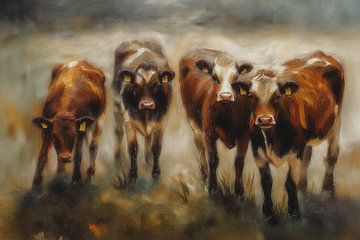 4 koe kalfjes in de wei van Marjolein Deelen