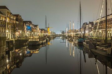 Delfshaven in Rotterdam am Abend von Karin Riethoven