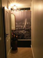 Kundenfoto: Nachtpanorama skyline Rotterdam in zwart-wit von PJS foto, auf nahtloser fototapete