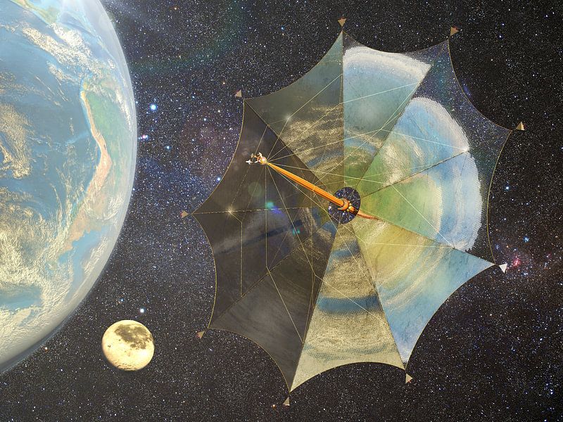 Zonnezeil Johannes Kepler op weg naar Jupiter van Frans Blok - foto's, kunst en andere wanddecoratie